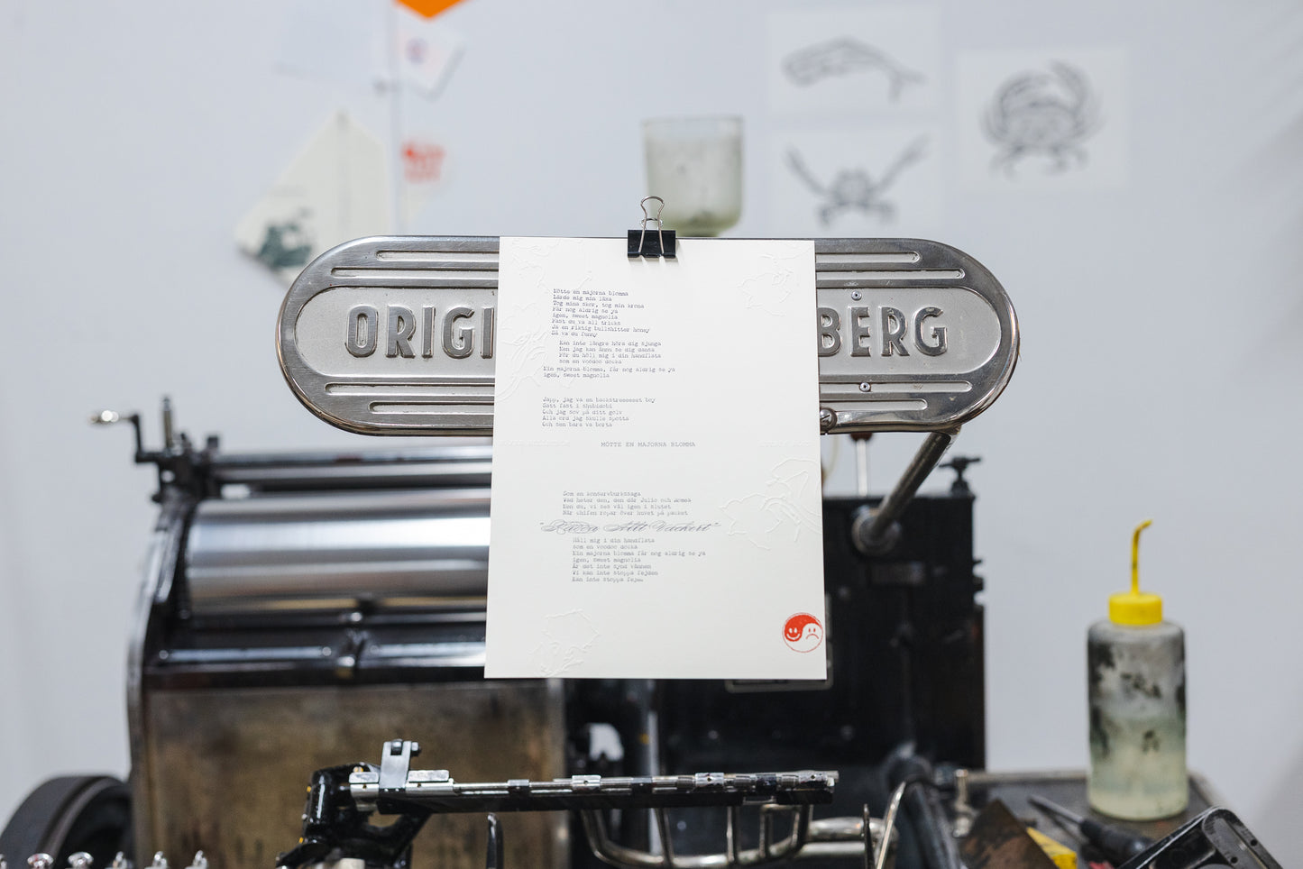 Håkan Hellström – Limiterad Letterpress-tryck med låttext – "Mötte en majorna blomma" (Handnumrerad, 300 ex)