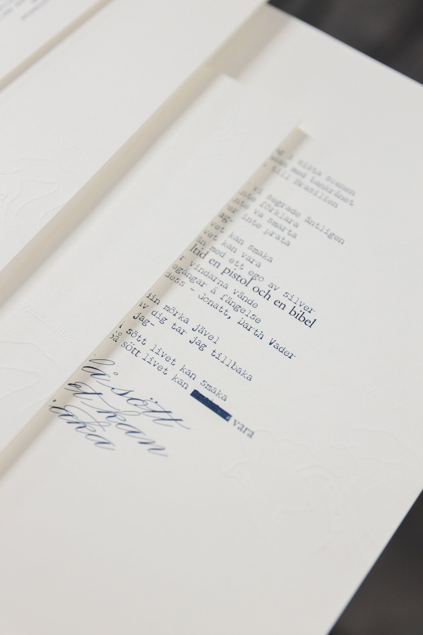 Håkan Hellström – Limiterad Letterpress-tryck med låttext – "Så sött livet kan smaka" (Handnumrerad, 300 ex)