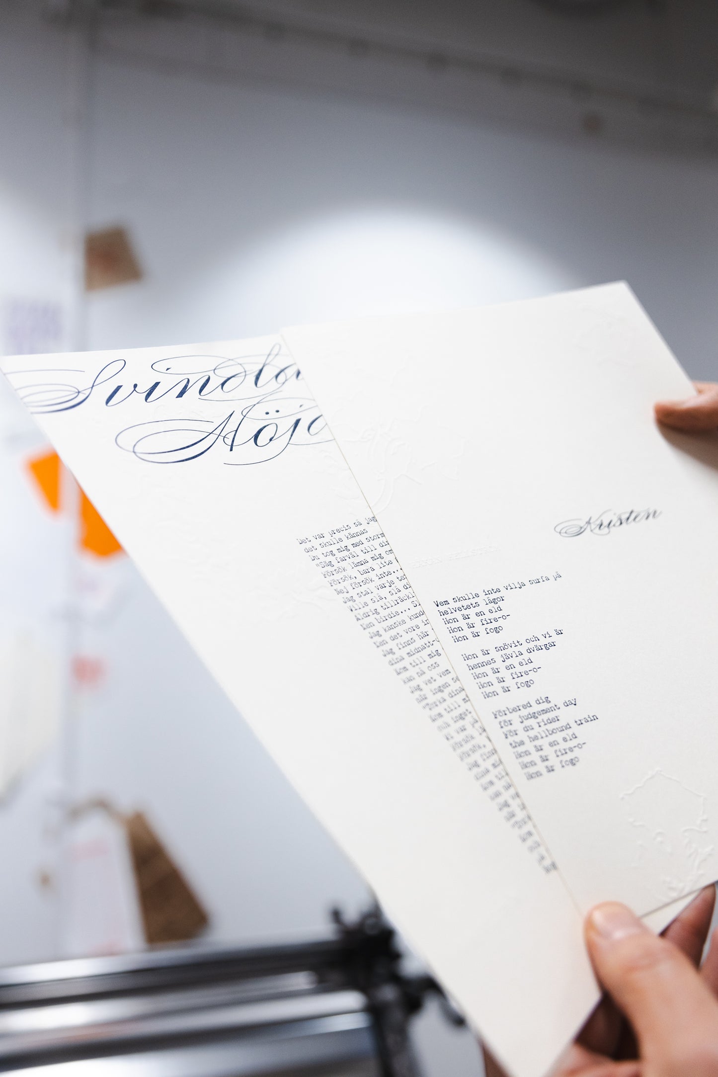 Håkan Hellström – Limiterad Letterpress-tryck med låttext – "Kristen" (Handnumrerad, 300 ex)
