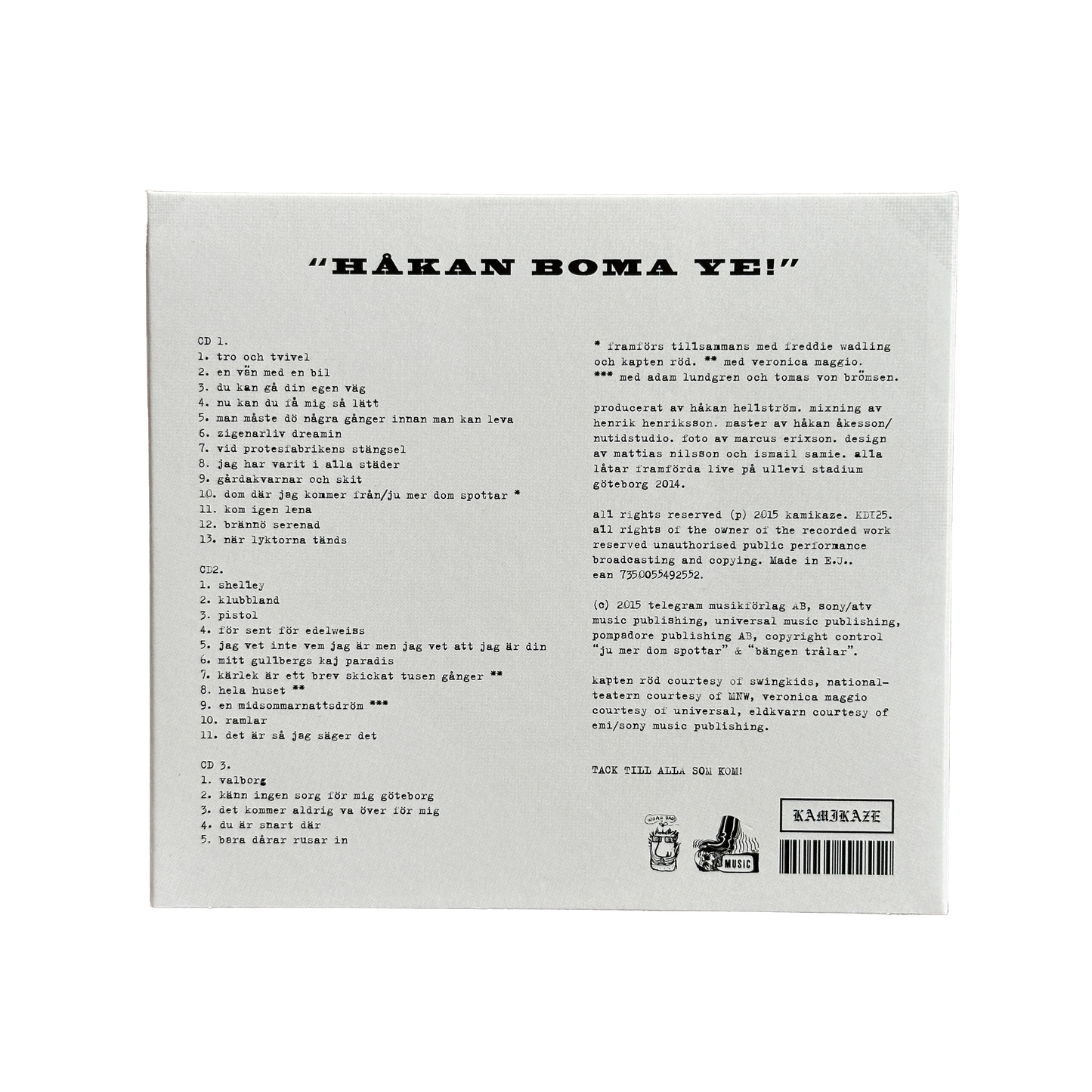 Håkan Boma Ye! – Live på Ullevi (3xCD)